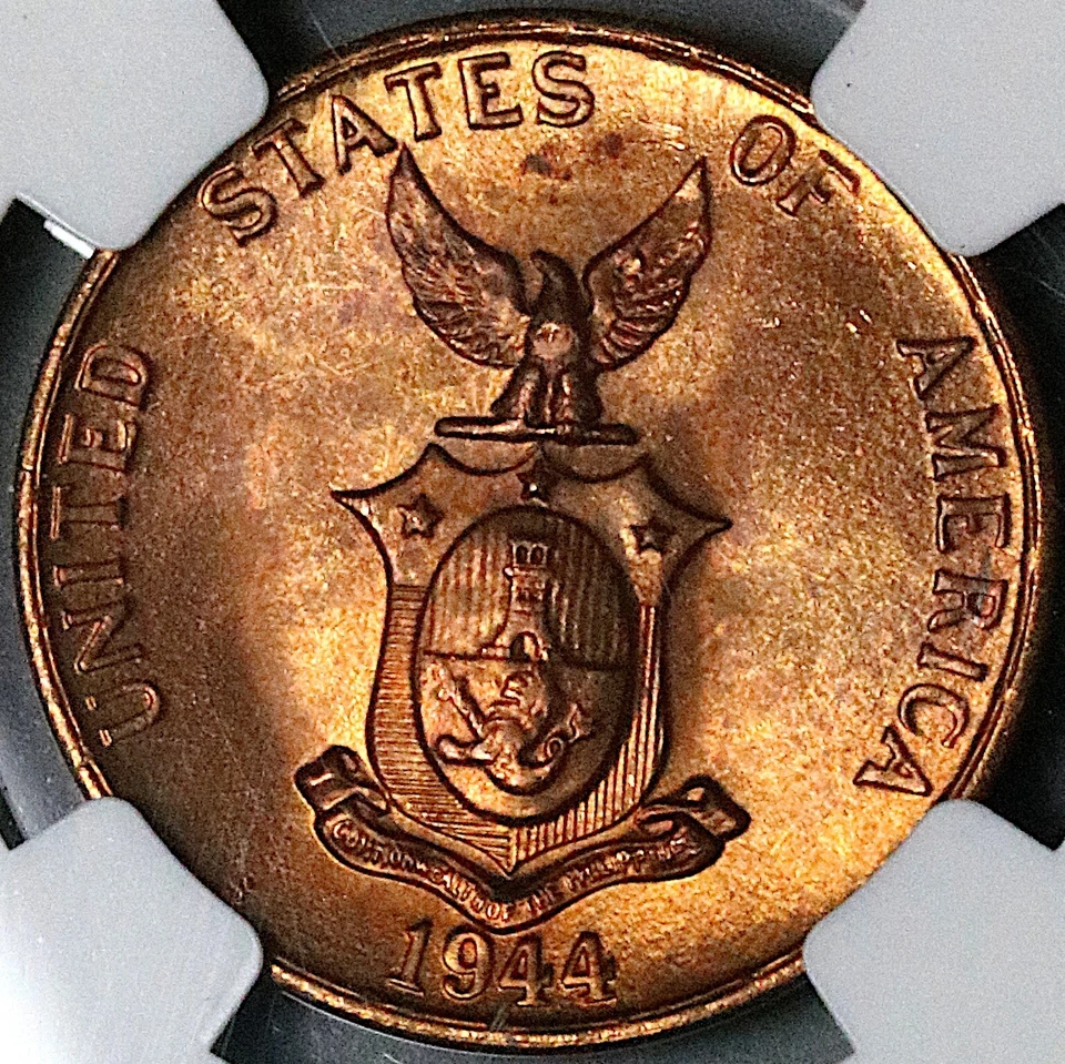 1944-S NGC MS 65 RB Philippines 1 Centavo Mint State USA Coin (24031702C) - Image 4 of 4