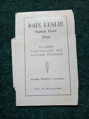 Sa53 Ephemera 1952 Werbung Ellon John Leslie Klempner 