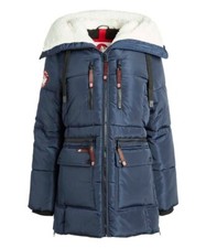 Canada Weather Gear Women's Winter Coat Navy Sherpa-lined Collared Hood Puf Sz M