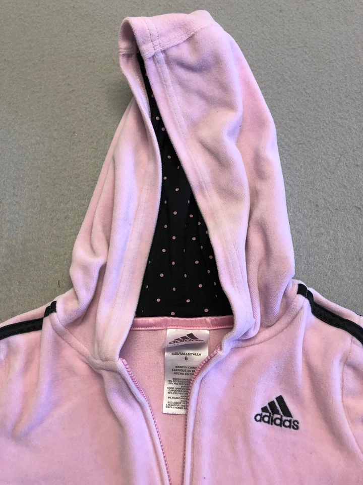 Adidas Juvenil Niña 6 Chaqueta Rosa Polar Con Capucha Cremallera Completa Foto 3 de 4