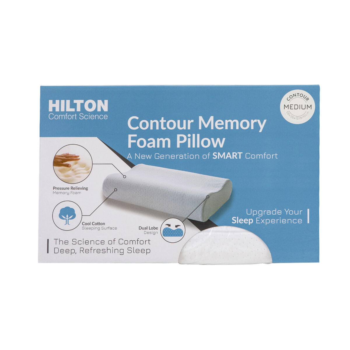 New Hilton Comfort Science Medium Memory Foam Contour Pillow eBay