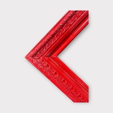 9 x 12 In Stock- Classic wood picture frame, HIGH GLOSS RED, ornate frame.