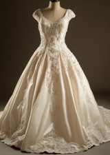 Vintage Light Champagne Wedding Dresses Satin Beads Sequins A Line Bridal Gowns