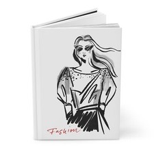 Edgy Fashion Model Art Kiss Journal White Notebook Matte Hardcover Diary Writing