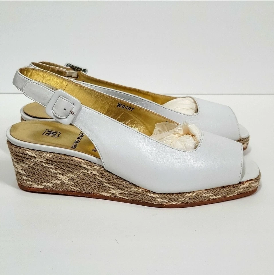 复古 Bruno Magli "Dani" 背带楔形 全新带盒 — 第 3/4 张图片