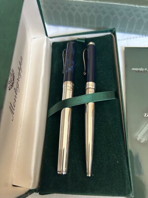 Montegrappa 300 Sterling Silver FP & BP Set, 18K Fine Nib-Exc. Condition