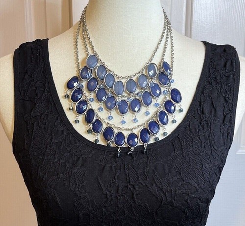 Collier Statement Acrylique Grappes De Raisin Facetté Et Argenté - 20 Pouces - Violet