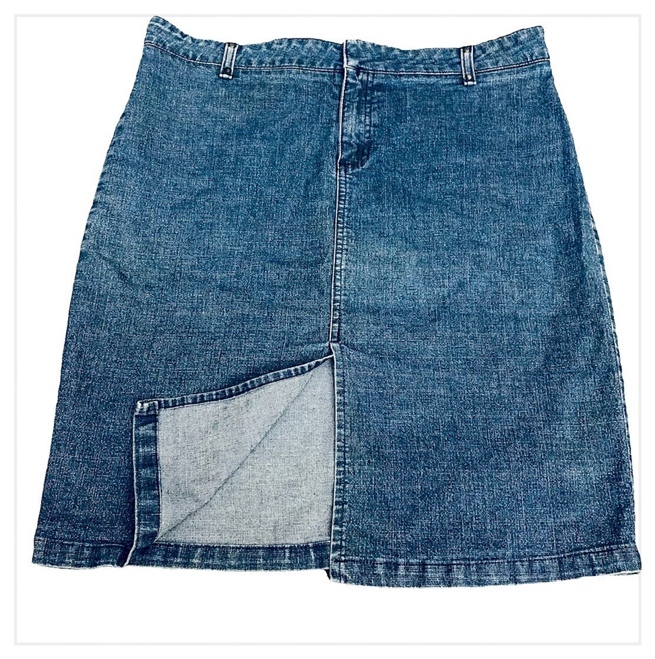 HURLEY темно стирка спереди разрез молнии и кнопка открытия эластичный Jean юбка размер 8 - Изображение 2 из 4