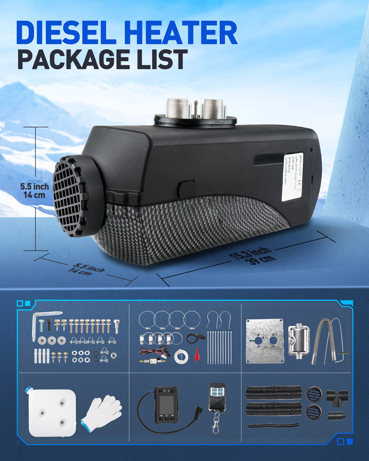 Fit For Buses Cars RVs Trucks Vehicles 12V 5KW Diesel Air Heater Parking Heater