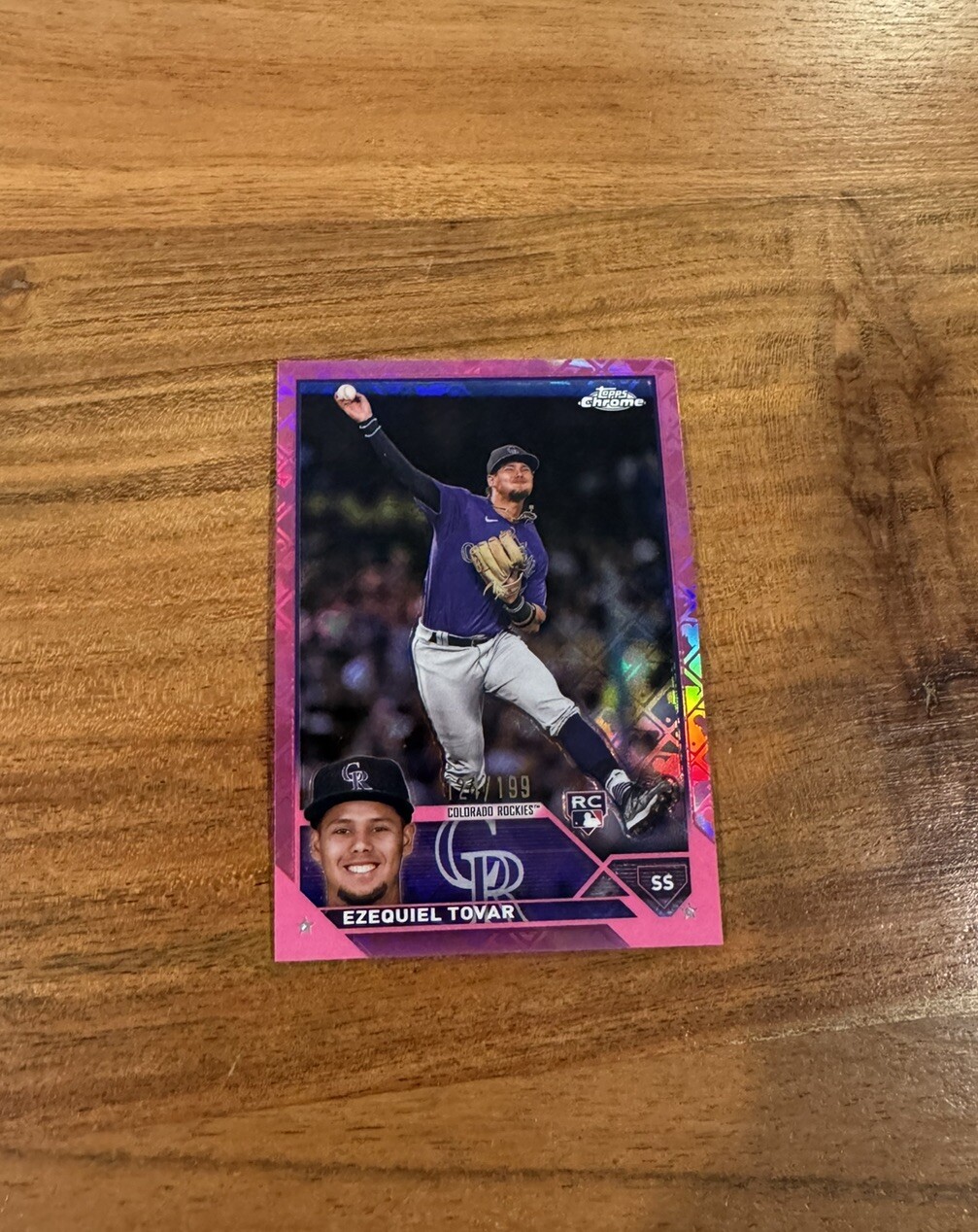 Ezequiel Tovar 2023 Topps Chrome Pink Logofractor Refractor /199 NRMT+ Rookie RC