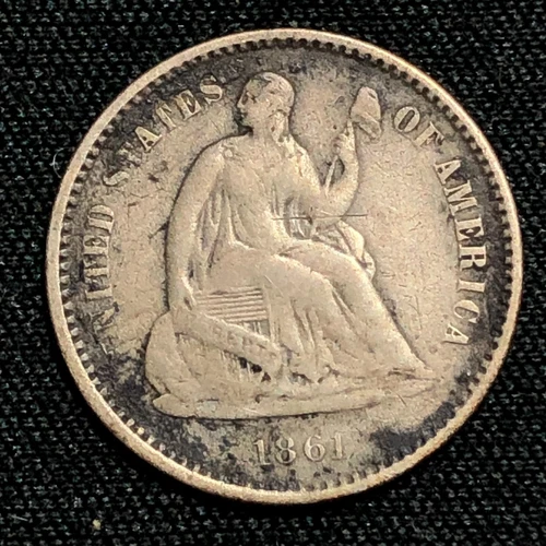 1861 Silver Seated Liberty Half Dime Philadelphia Mint Very Fine Condition