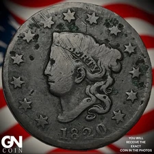 1820 Coronet Head Large Cent  M4862
