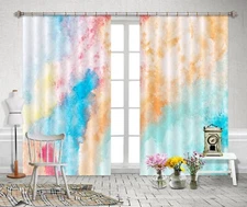 3D Colorful Watercolor ZHUA679 Photo Curtain Window Blockout Fabric Amy 2023