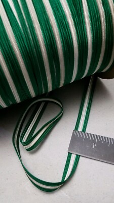 5YARDS/VTG/RICE'S/GRN WHT 1/2in RAYON BRAID FLAT TRIM/HANG LOOP TAPE/Fabric-EDGE