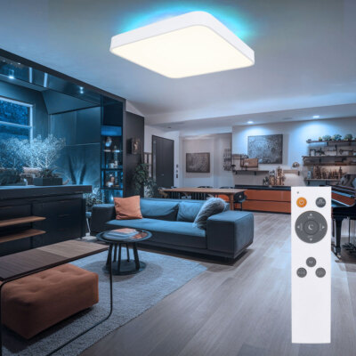 Lucande LED Deckenlampe Dimmbar, RGB Backlight Wechselbare
