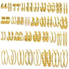 36 Pairs Gold Hoop Earrings Set for Women Multipack, Hypoallergenic Chunky Ch...