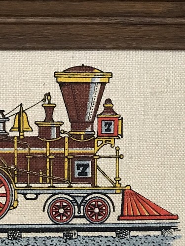 vgt. Kay Dee 100% Linen Hand Print Express Engine 1855 Train Print 8.5”x16.5” - Picture 5 of 11