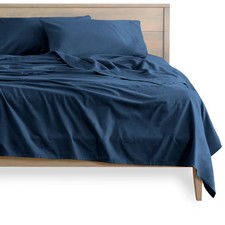 Bare Home 100 Cotton Flannel Sheet Set, Heavyweight Deep Pocket Twin, Dark Blue