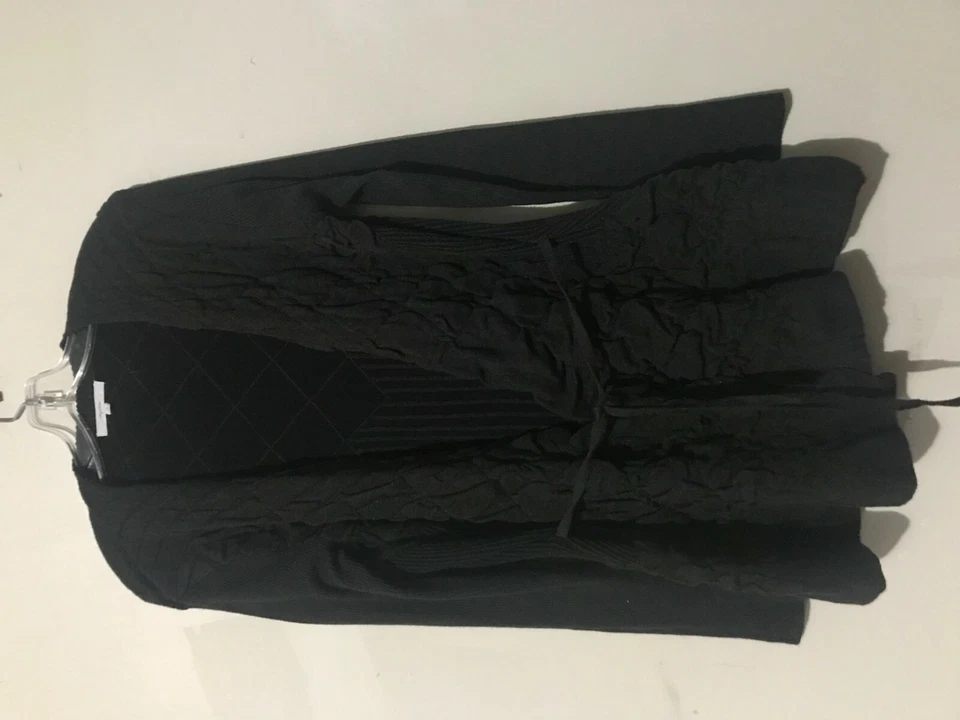 Cárdigan Suéter Cinturón Lana Gris Mystree Talla M Mujeres Elegante Estilo Volantes #6922 Foto 4 de 4