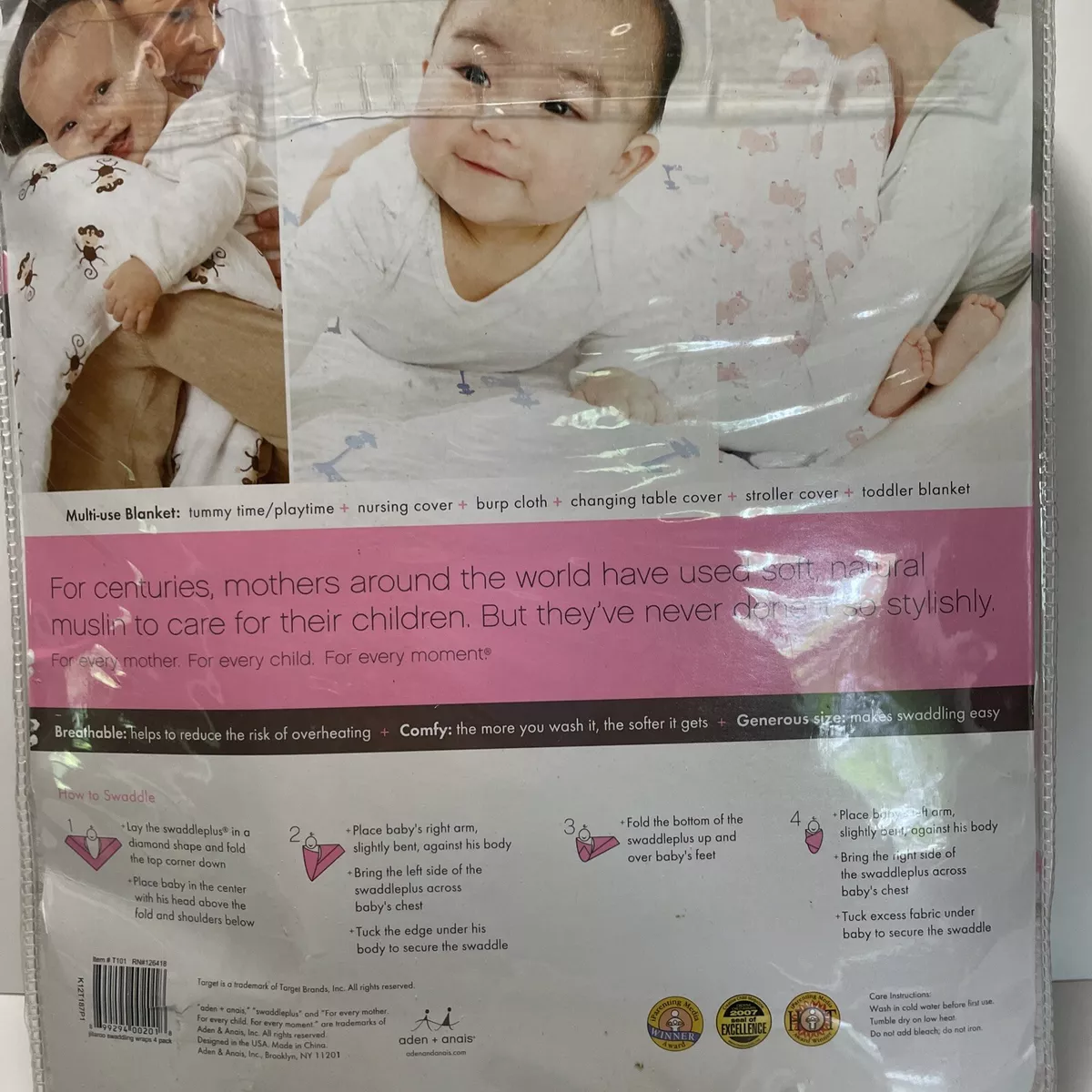 Aden Anais for Target Jillaroo Swaddleplus Set of 4 Muslin New Baby Girl