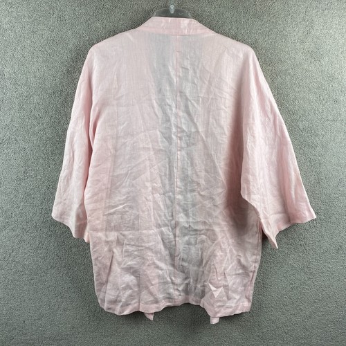 Forever New Linen Cardigan Womens One Size Open Front Pink Long Sleeve Pockets - Picture 20 of 24