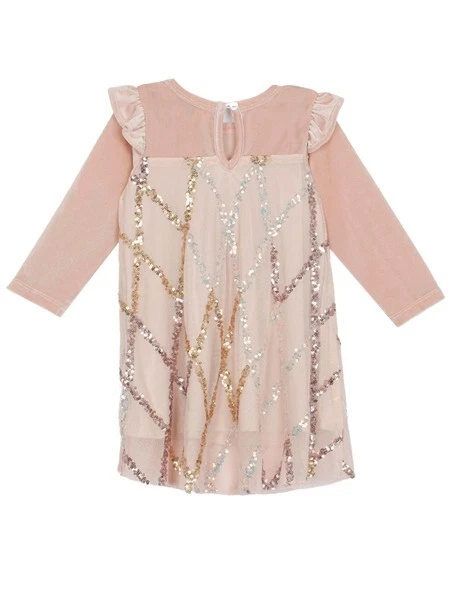 Vestido Isobella & Chloe Nuevo con Etiquetas Ayla Terciopelo y Malla Manga Larga Bebé y Niñas Pequeñas Foto 2 de 3