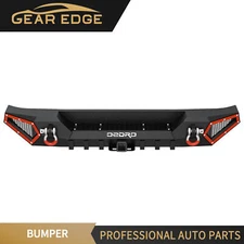 Textured Steel Rear Bumper for 2007- 2018 Jeep Wrangler JK Unlimited w/ D-Rings