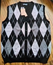Sweater Vest Men's Size XL Argyle Print V-Neck
