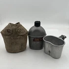 1945 WWII US Army Canteen Cover WW2 Cup Canteen Original Military Mismatched Set