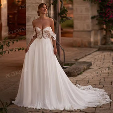 Off the Shoulder A-Line Wedding Dresses Appliques Sweetheart customized Bride