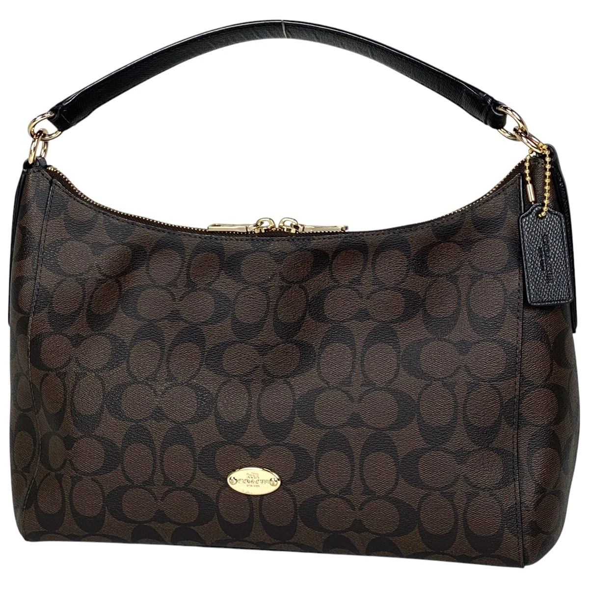 Borsa a tracolla firmata Coach borsa a tracolla una tracolla rivestita in tela marrone F...