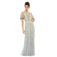 MAC DUGGAL 5538 Embellished V Neck Butterfly Sleeve Column Gown Size 10 598