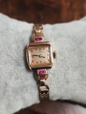 Ollendorff 14K Rose Gold Watch with Rubies  WORKS