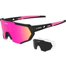 Polarized Sports Sunglasses with 3 Interchangeable Lenses,Mens Womens Cycling...