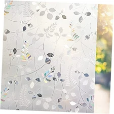  Window Privacy Film Stained Static Cling Glass Film 17.5 x 78.7 Inch 3d Leaf