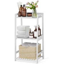 3 Tier Bamboo Bathroom Shelves, Ladder Shelf for Storage, Rustic Home Organizer