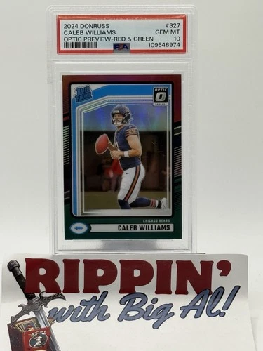 2024 Donruss Optic CALEB WILLIAMS RC Red & Green #327 Rookie PSA 10