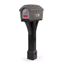 Classic Home Gray Stone / Black Post Mount Mailbox