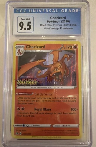 2020 Pokemon Vivid Voltage Prerelease Charizard Holo 66 Black Star Promo CGC 10