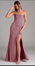 Azazie Leonis Vintage Mauve Sheath Strapless Chiffon Convertible Dress NWT A14