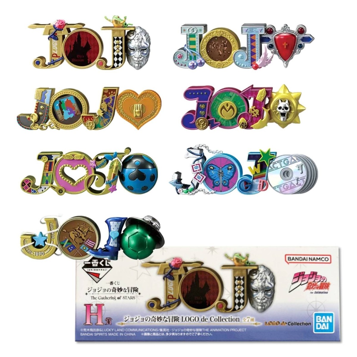 JOJO LOGO de Collection 4個セット1部、2部、3部、6部 Ichiban Kuji JoJo's Bizarre Adventure STARS H LOGO de Collection