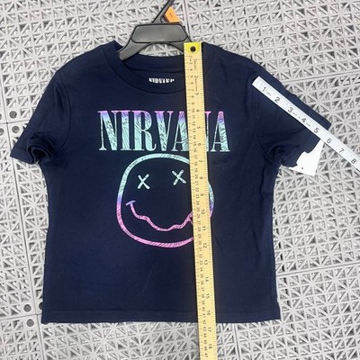 Nirvana Graphic T-Shirt Kids 4T Navy Blue Smiley Face 1993 Tour