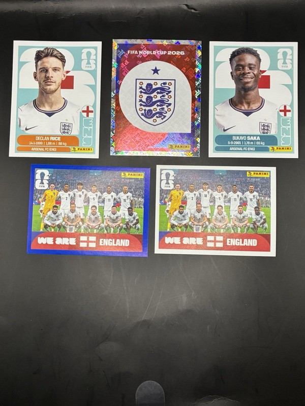 2026 World Cup Sticker England Team Card Lot Burton Saku Declan Rice