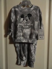 NEW DISNEY BABY 3-6 MO GRAY MICKEY MOUSE CLUB 2 PC FLEECE SWEAT SUIT NWT TUB4 