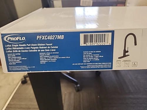 PROFLO PFXC4027 1.5 GPM Single Hole Pull Down Kitchen Faucet - Matte Black - Picture 2 of 2