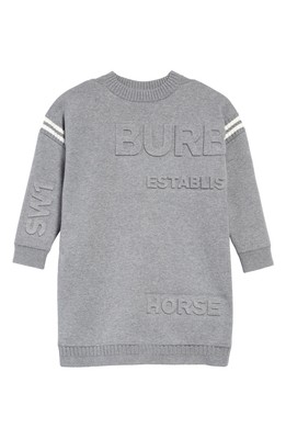 Burberry London Burberry Kids' Guernsey Horseferry Logo Sweater Dress in Grey