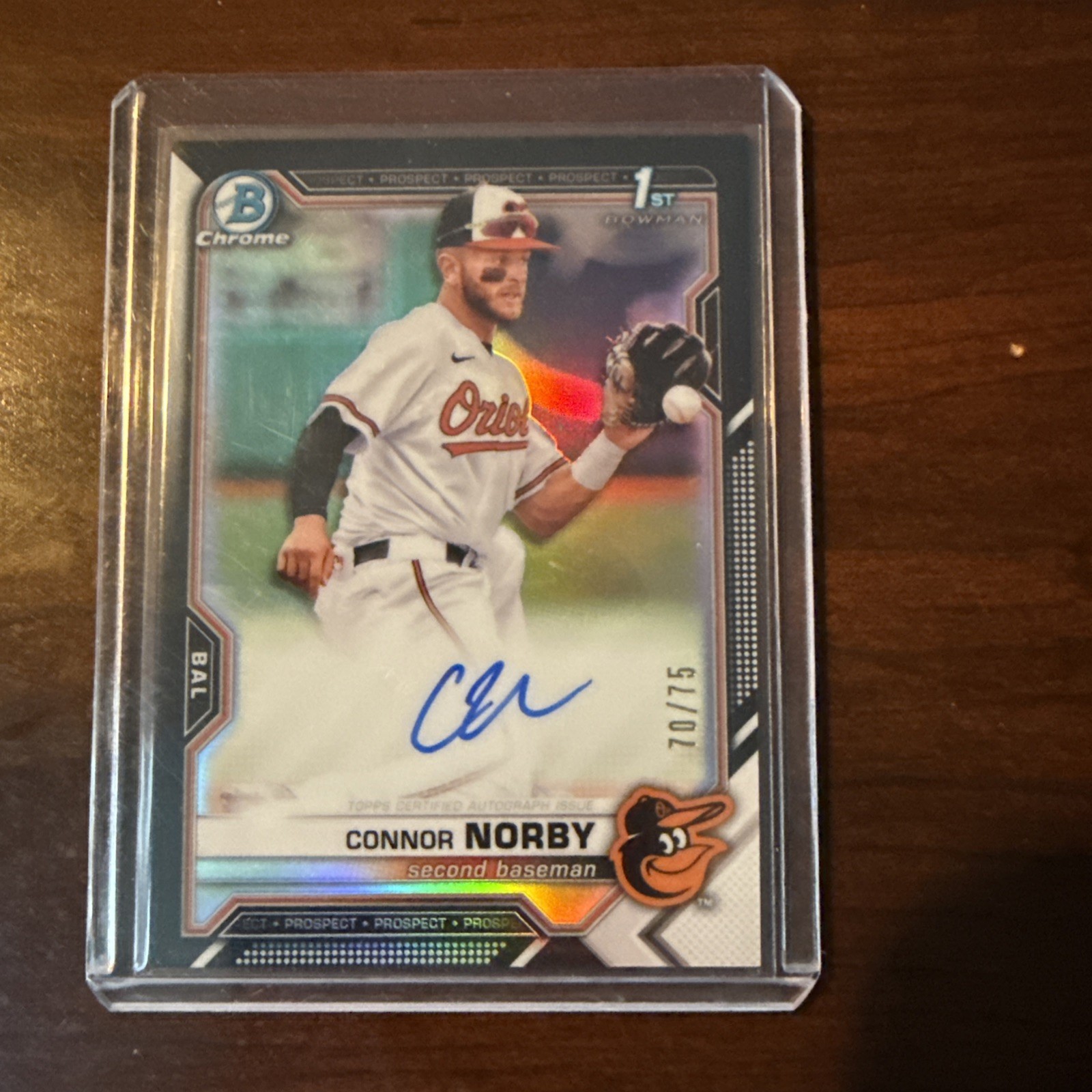 2021 Bowman Draft Chrome Connor Norby Black Refractor Auto /75 #CDA-CN RC