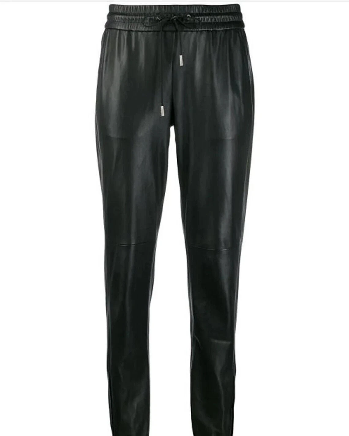 Men's Black Leather Real Lambskin Leather For Men's Sweat Pants Jogger