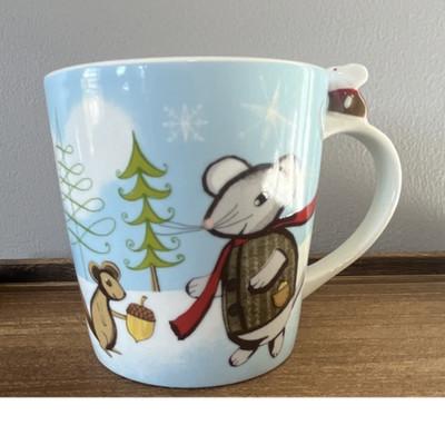 Starbucks 2010 Bone China Mug Light Blue Squirrel & Mouse friend