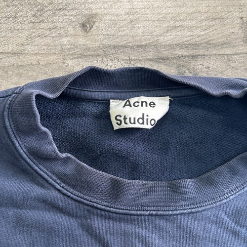 Acne Studios Casey Sweatshirt Blank Pullover Crew Neck Navy Jumper Mens Small - Picture 4 of 7